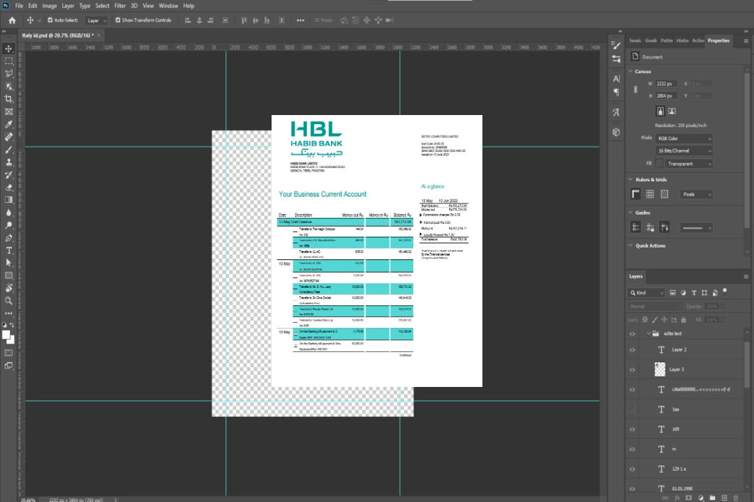 Modèle Word et PDF de relevé de compte ferme de la Banque HBL template Modèle Word et PDF de relevé de compte ferme de la Banque HBL template